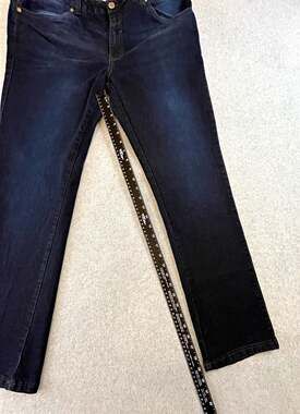 paperdenim&cloth Men's Black Dark Wash Straight Jeans Stretch 5-Pocket 38x32